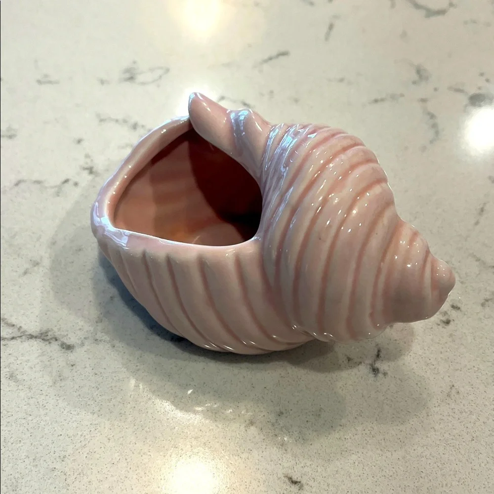 Pink Ceramic Conch Shell Accent